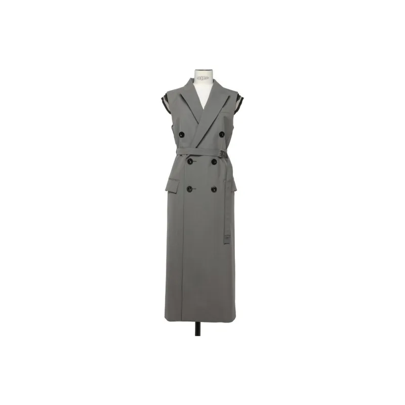 Sacai Double Breasted Sleeveless Long Vest-0