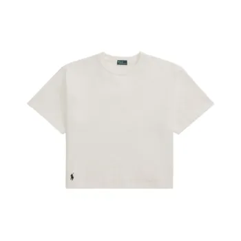 Polo Ralph Lauren Logo Small Spurs Embroidered Crew Neck Pullover Short Sleeved T Shirt Women's White