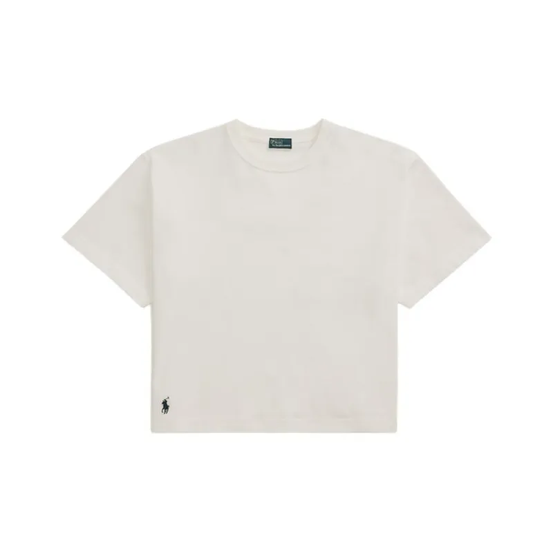 Polo Ralph Lauren Logo Small Spurs Embroidered Crew Neck Pullover Short Sleeved T Shirt Women's White-0
