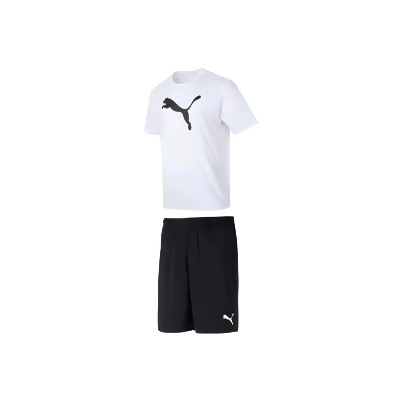 PUMA Casual Sportswear Men White Top+Black Shorts-1