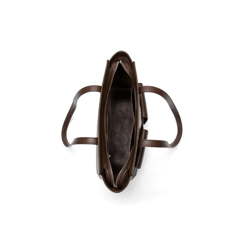 JELLYTOYBOY Cow Leather With Artificial Leather Shoulder Bag Large Size Women's Black/Brown Color-5