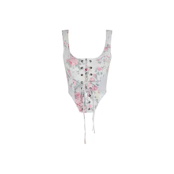 Selkie Collection FW24 Tank Tops Women's White Base Seasonal Flower Patchwork Print