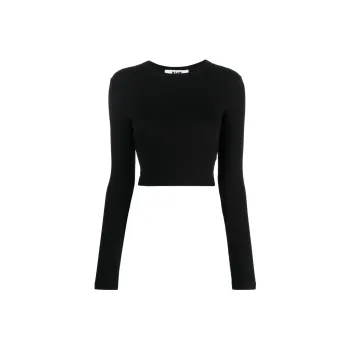 MSGM Cut out Cropped Cotton T shirt