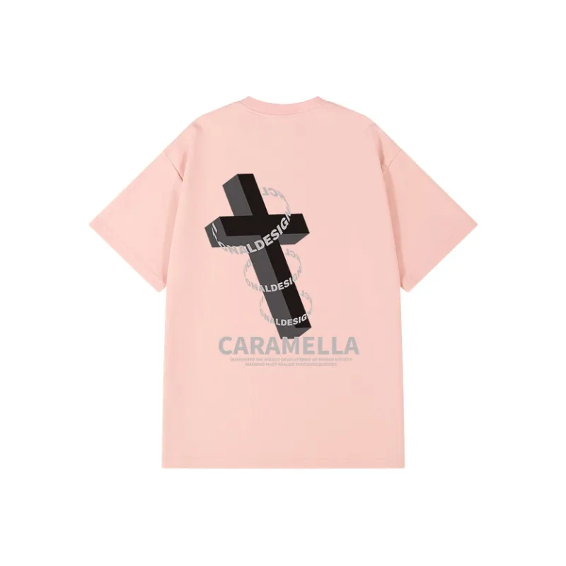 Caramella Drop Shoulder Sleeve T Shirt Unisex White Heather Gray-10