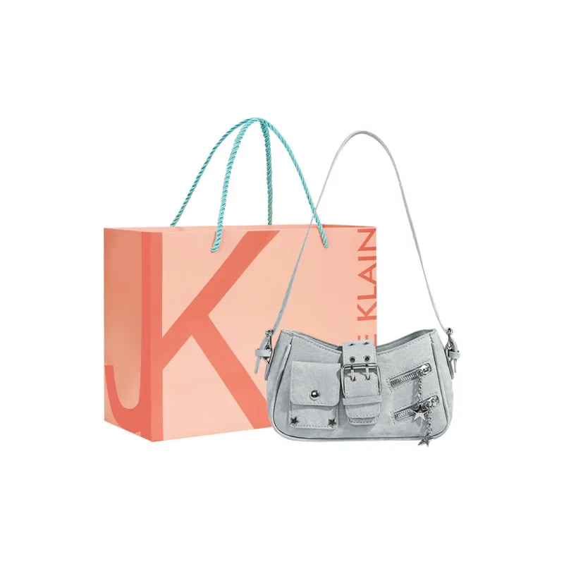 JANE KLAIN Synthetic Leather Shoulder Bag Regular Women's Light Blue/Dark Blue/Khaki/Ecru-0