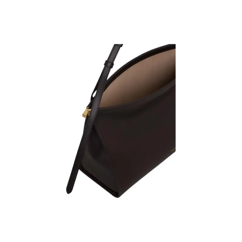 Alaia Calfskin Shoulder Bag Tubas Women's Dark Brown-3