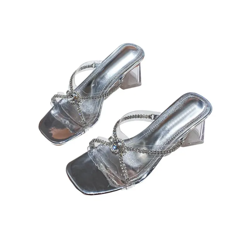 MCKP Rubber Sole Slide Slippers Women's Silver-2