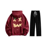 Clothing Sets (Burgundy Top+Black Casual Pants)