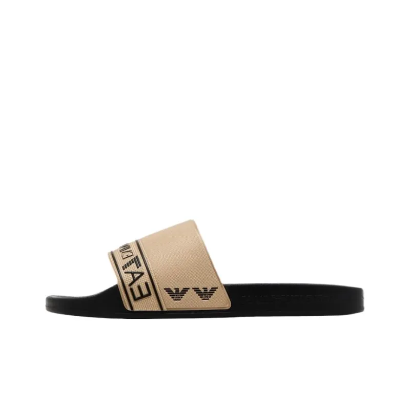 EMPORIO ARMANI EA7 Slide Slippers Unisex Black Gold-0