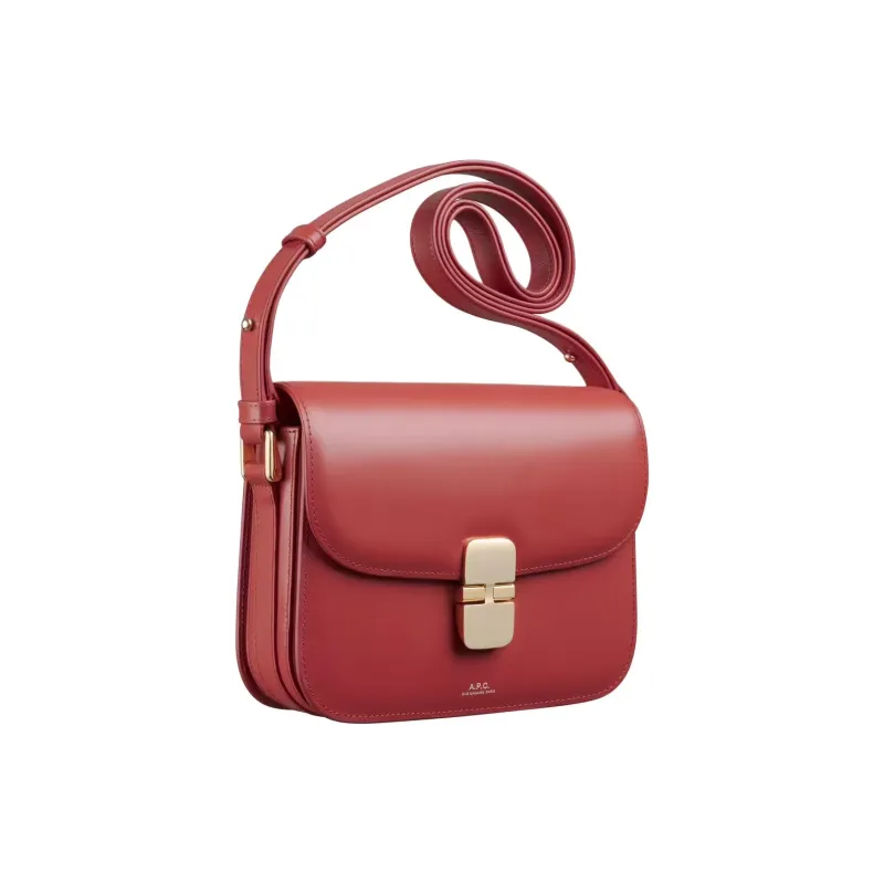 A.P.C Grace Cow Leather Crossbody Bag, Shoulder Bag Small Size Women's Red-1