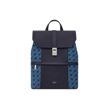 FERRAGAMO Fabric With Cow Leather Backpack Men's Denim Blue