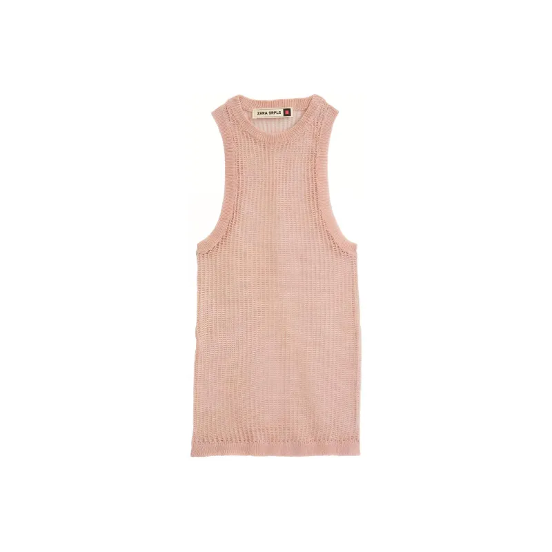 ZARA Tank Tops Women's Pink-0