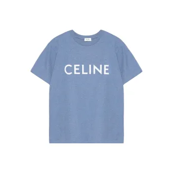 CELINE SS22 Drop Shoulder Sleeve T Shirt Women's Blue