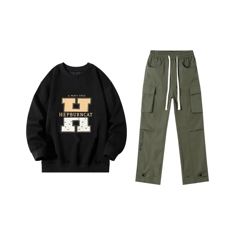 Hepburn Cat Sweatshirt Sets Unisex-10