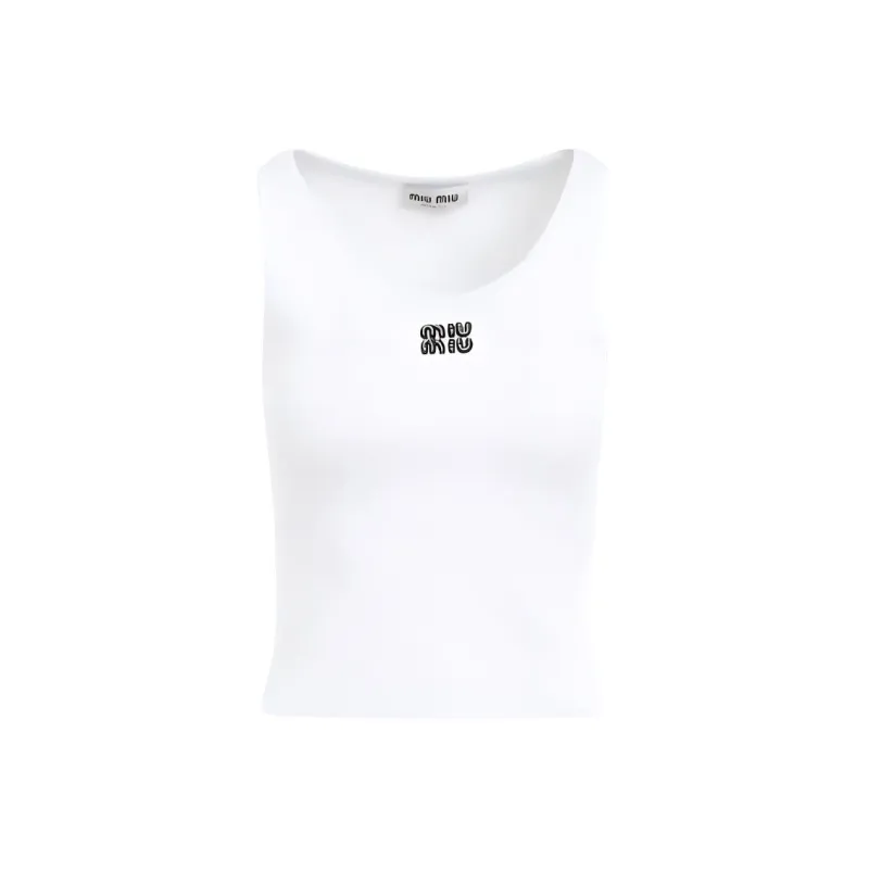 MIU MIU Sleeveless Ribbed Tank Top-0