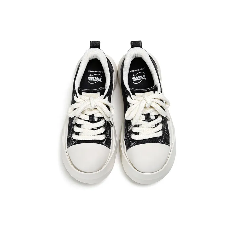 ADCDAVINCI Height Increasing Slip Resistant Low Top Canvas Shoes Unisex Black-3
