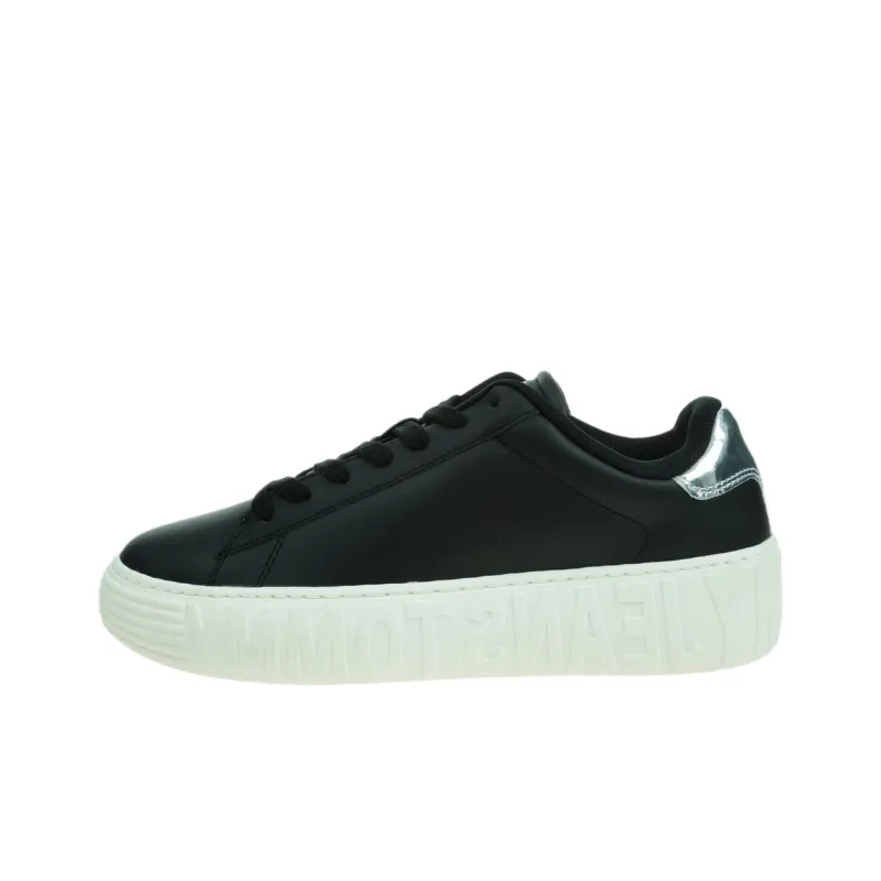 Tommy Hilfiger Cupsole Low Top Skateboard Shoes Women's Black-0