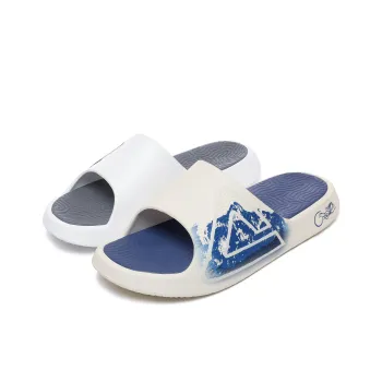 PEAK Extreme National Creativity Quiet Slip Resistant Cushioning Slide Slippers Men's Blue Gray Mismatched