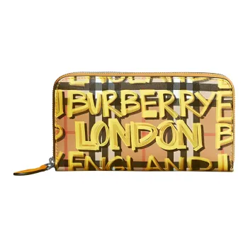 Burberry Cow Leather Card Holder Wallet Women's Yellow