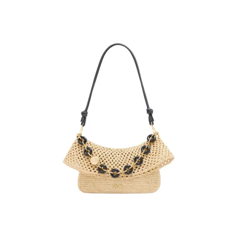 LOEWE Raffia Fiber One Shoulder Handbag Medium Size Women's Natural-3