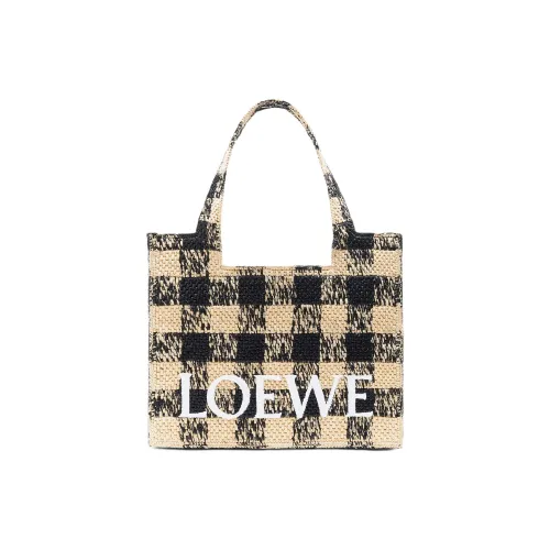 LOEWE Raffia Tote Bag, Shopping Bag, Shoulder Bag Large Size Women's Natural & Black