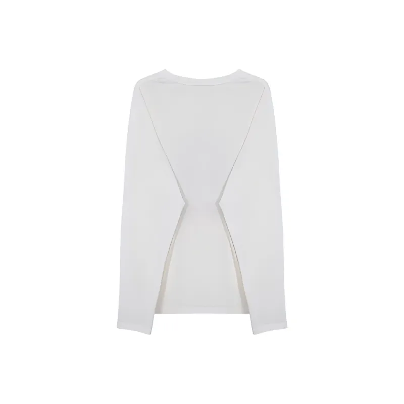 Shuhao Bai Drop Shoulder Sleeve T Shirt Women's White-1
