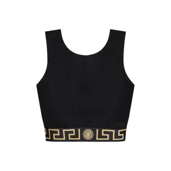 VERSACE Greca Border One Shoulder Bikini Top 'Black'