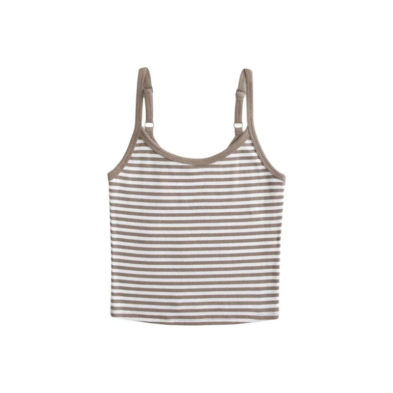 Hollister Tank Tops Women's Taupe Stripes-0