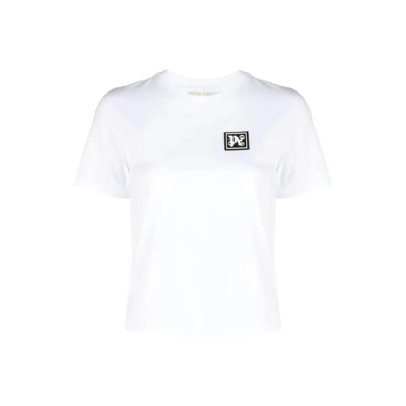 PALM ANGELS Logo Patch Crewneck T Shirt-0