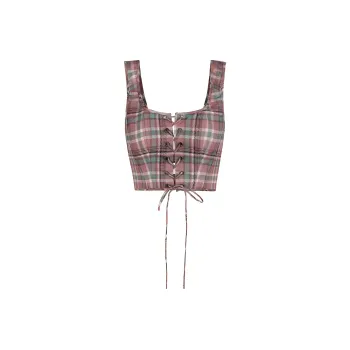 Selkie Collection FW24 Tank Tops Women's Oil Stain Plaid Print
