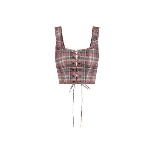 Selkie Collection FW24 Tank Tops Women's Oil Stain Plaid Print