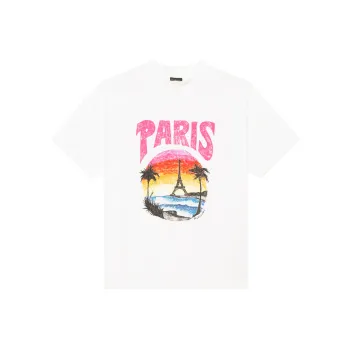Balenciaga Paris Tropical T Shirt Medium Fit White/Pink