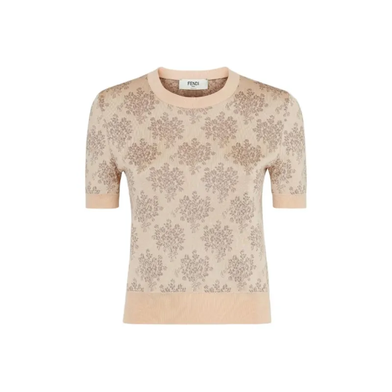 FENDI Floral jacquard Cropped Sweater-0