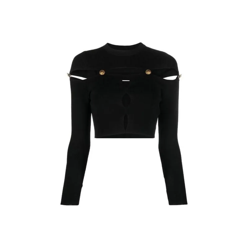 VERSACE JEANS COUTURE Cut Out Long Sleeved Knitted Top-0