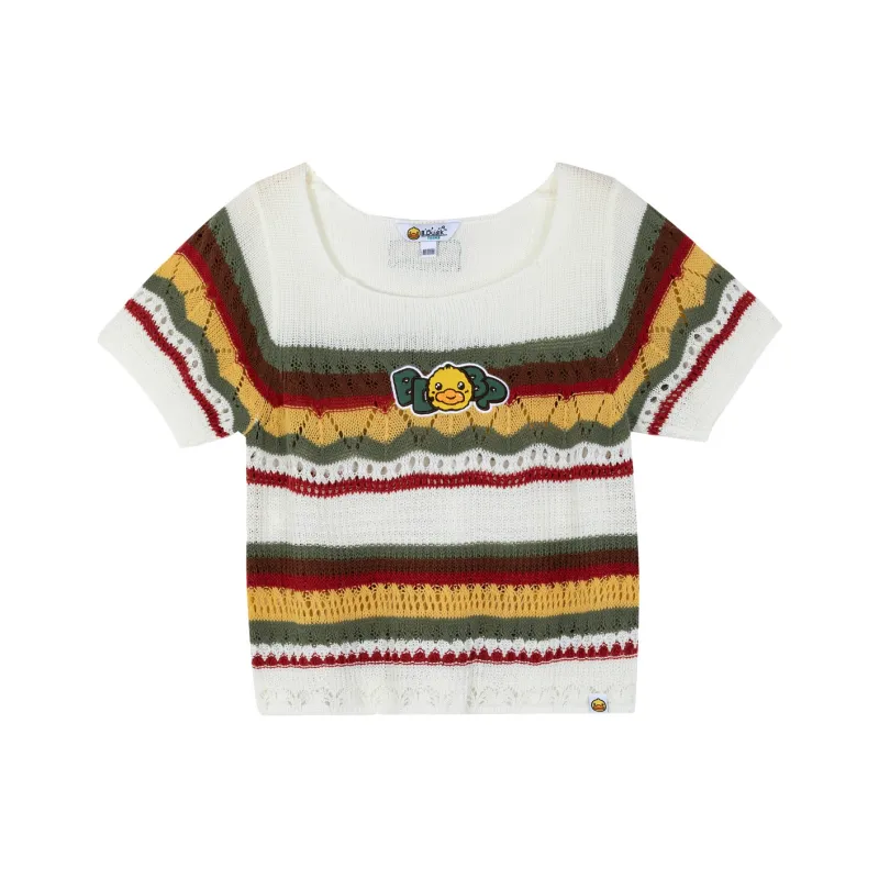 B.Duck T Shirt Women's Green Stripes-0