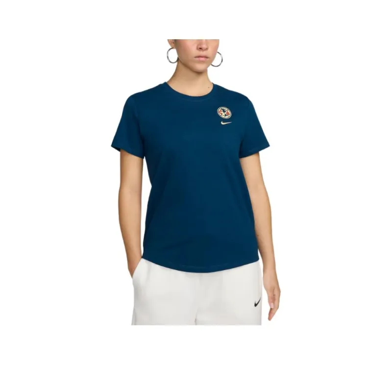 Nike Club América T-Shirt Women's Embroidered Straw Blue-0