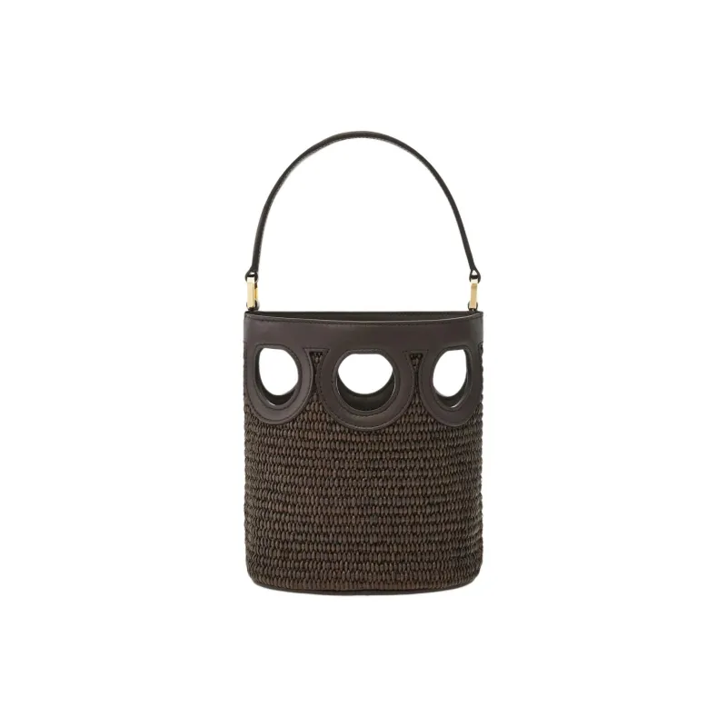 FERRAGAMO GANCINI Raffia Handbag Mini Women's Morocco Brown-2