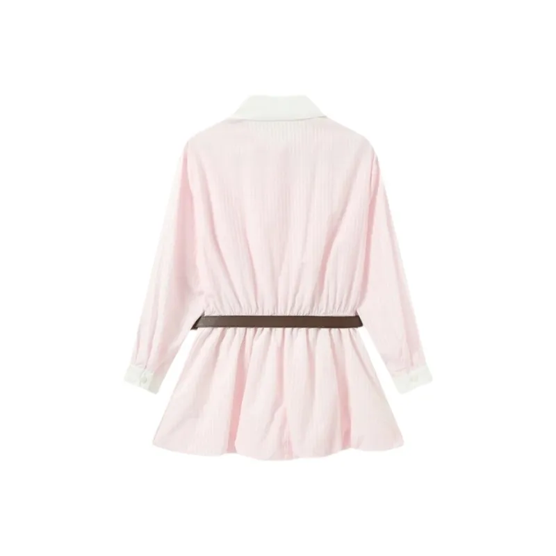 YGPRW Long Sleeved Dress Women's Pink-1