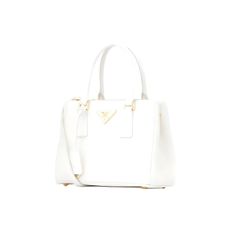 PRADA Leather Shopping Bag Handbag Mini Unisex White-1