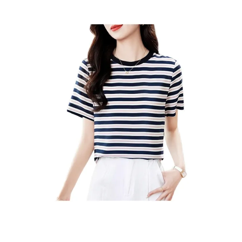 Yi Mengyuan Silk T shirt Women's Marine Blue-0