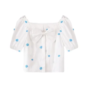 MITUAN Crop Tops Women's White