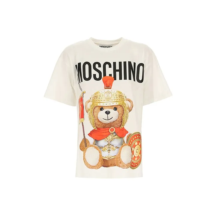 MOSCHINO SS21 Drop Shoulder Sleeve T Shirt Women's Ecru-0
