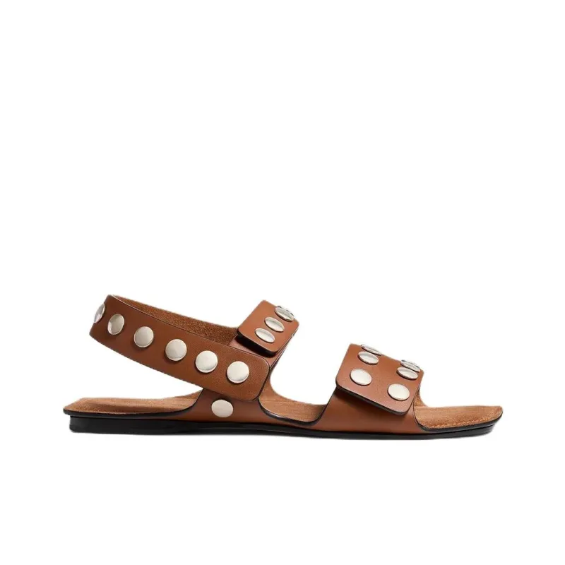 KHAITE Boden One Strap Sandals Women's Dark Brown-1