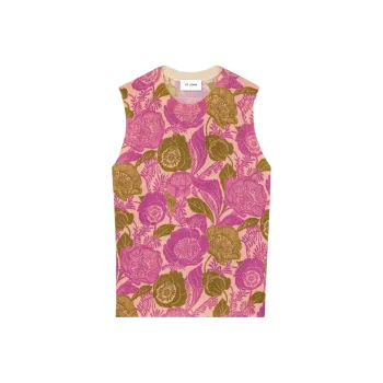 St. John Floral-print Organic Wool Vest
