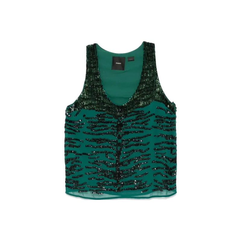 PINKO Sequin Embellished Sleeveless Top-0