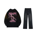 Black (Long-Sleeved)+Black Gray Jeans