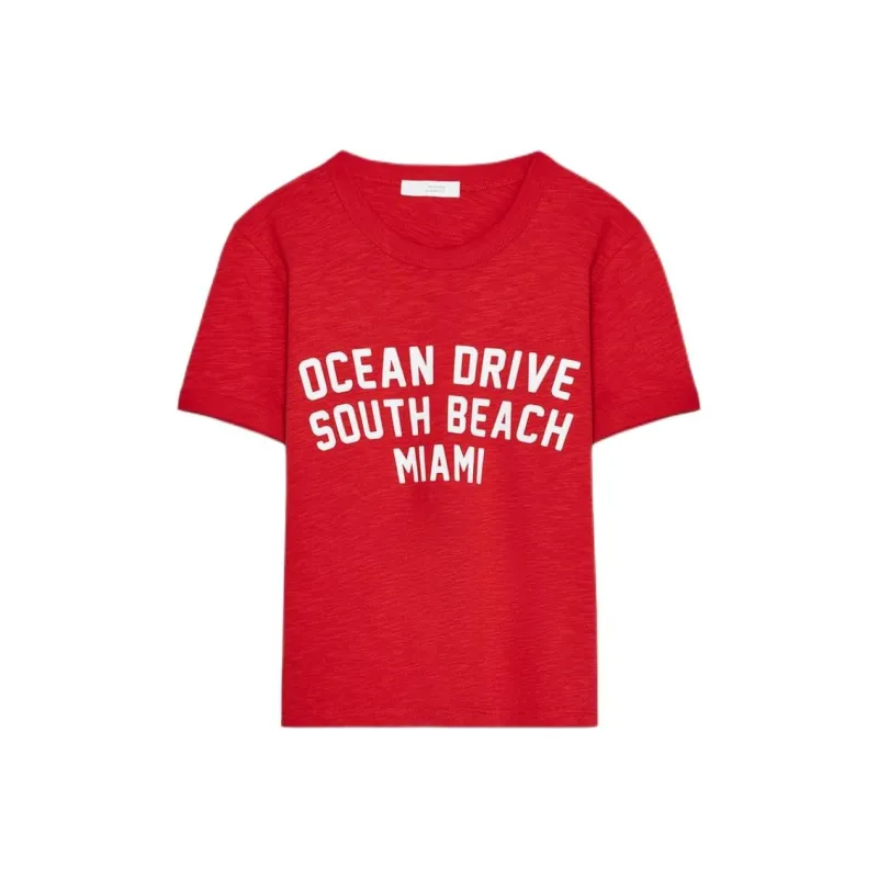 ZARA Regular T Shirt Women's Red-0