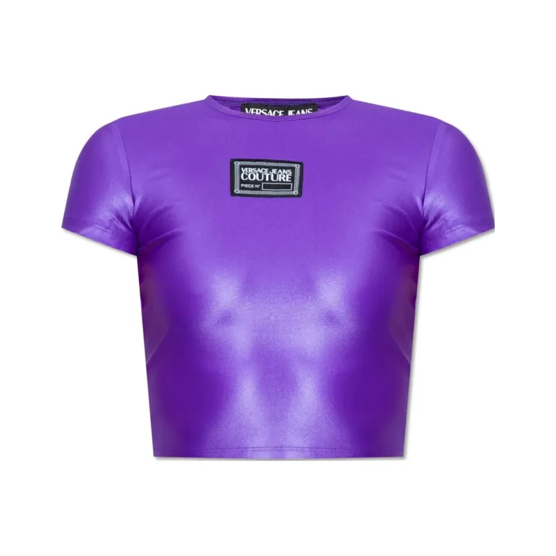 VERSACE JEANS COUTURE Logo patch Cropped T shirt-0