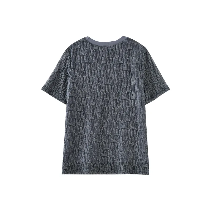 OUNIXUE Summer Regular T Shirt Women's Dark Gray-1