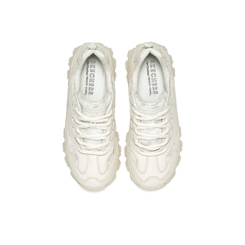 Skechers Wear-Resistant Low-Top Chunky Sneakers Women's White Green-3